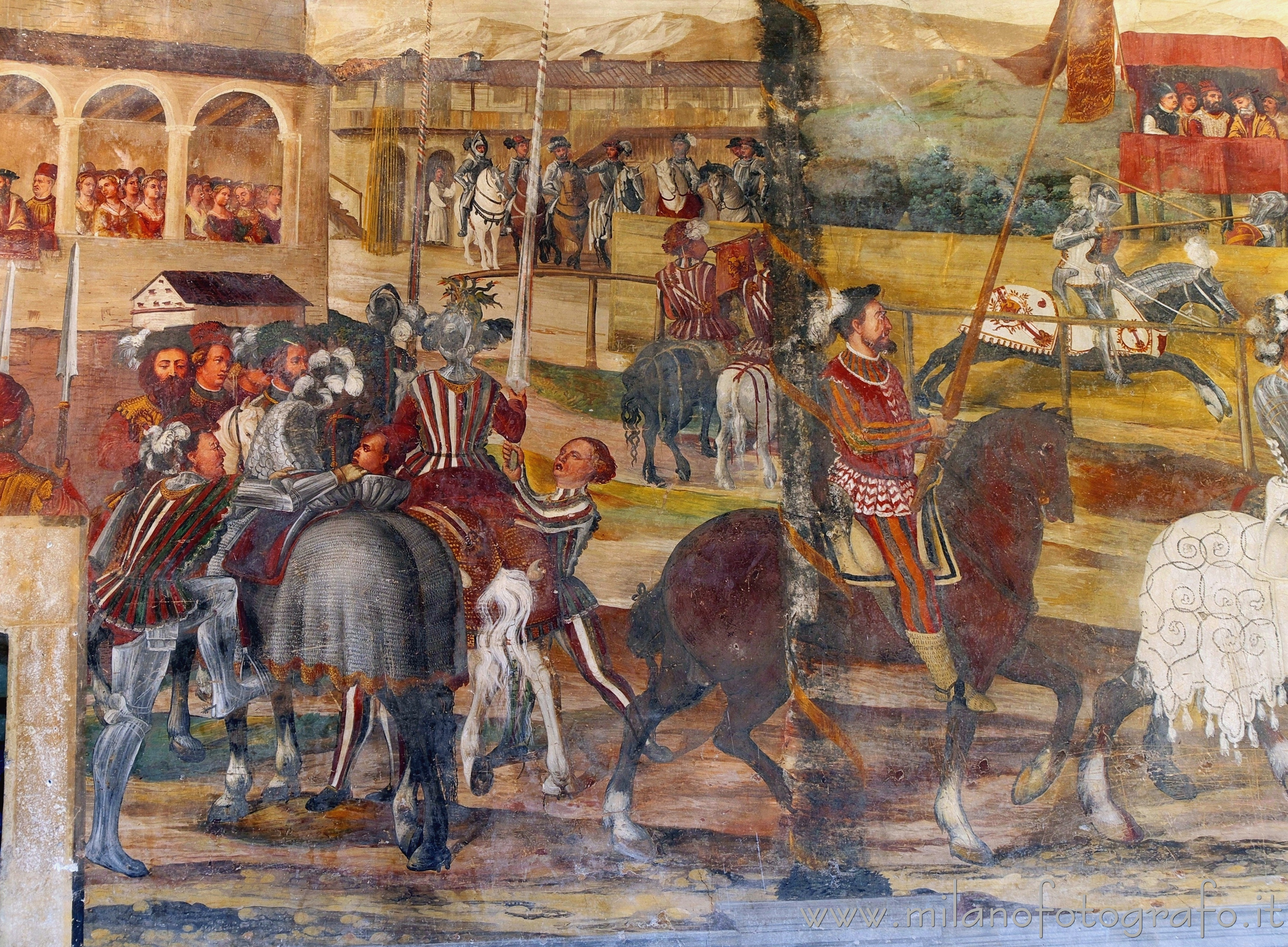 Cavernago (Bergamo, Italy) - Fresco in the Malpaga Castle depicting a tournament